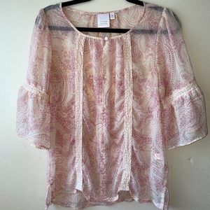Lauren Conrad paisley sheer top, M